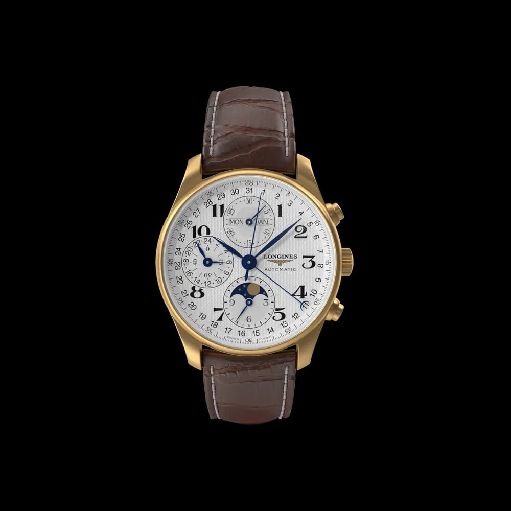 Reloj con cinturón de cuero marrón